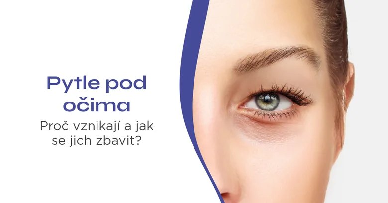 Žena s tmavými kruhy pod očima na bílém pozadí.