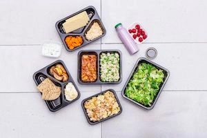 Meal prep containers with food